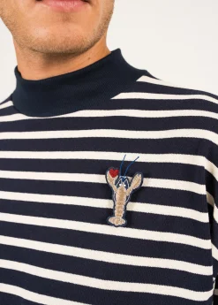 Broche brodée Homard coeur