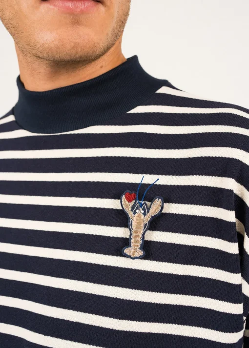 Broche brodée Homard coeur