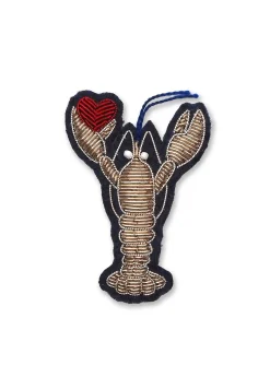 Broche brodée Homard coeur