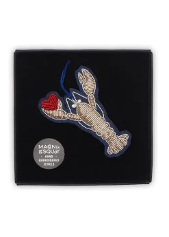 Broche brodée Homard coeur