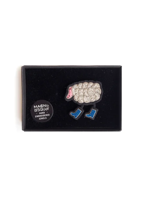 Broche brodée Mouton en bottes