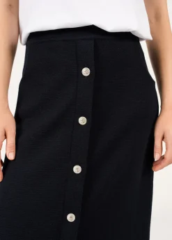 Jupe droite boutonnée en laine Ile Lacroix