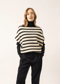 Poncho en laine rayé