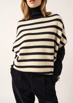 Poncho en laine rayé