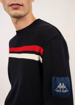 Pull à rayures placées en laine Malherbe