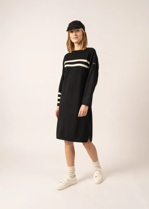Robe en laine à rayures placées Nuage