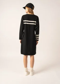 Robe en laine à rayures placées Nuage