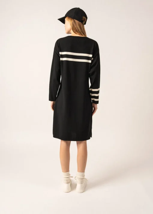 Robe en laine à rayures placées Nuage
