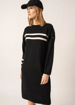 Robe en laine à rayures placées Nuage