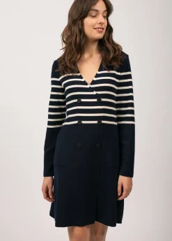 Robe rayée en laine Royale
