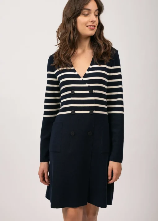 Robe rayée en laine Royale