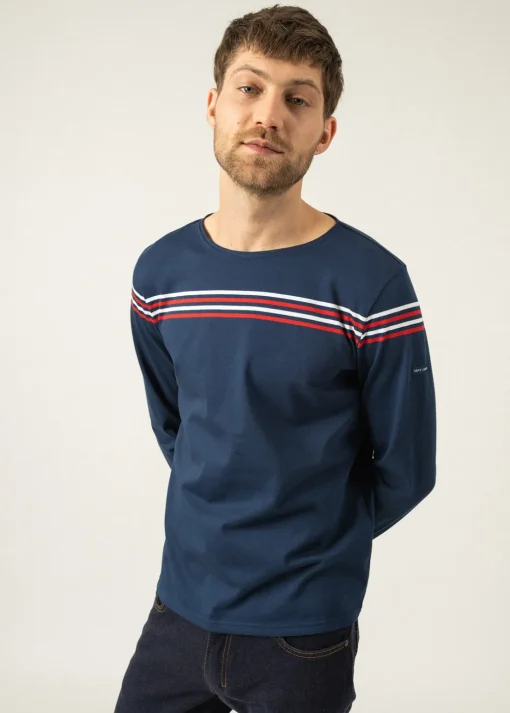 T-shirt à manches longues à rayures placées